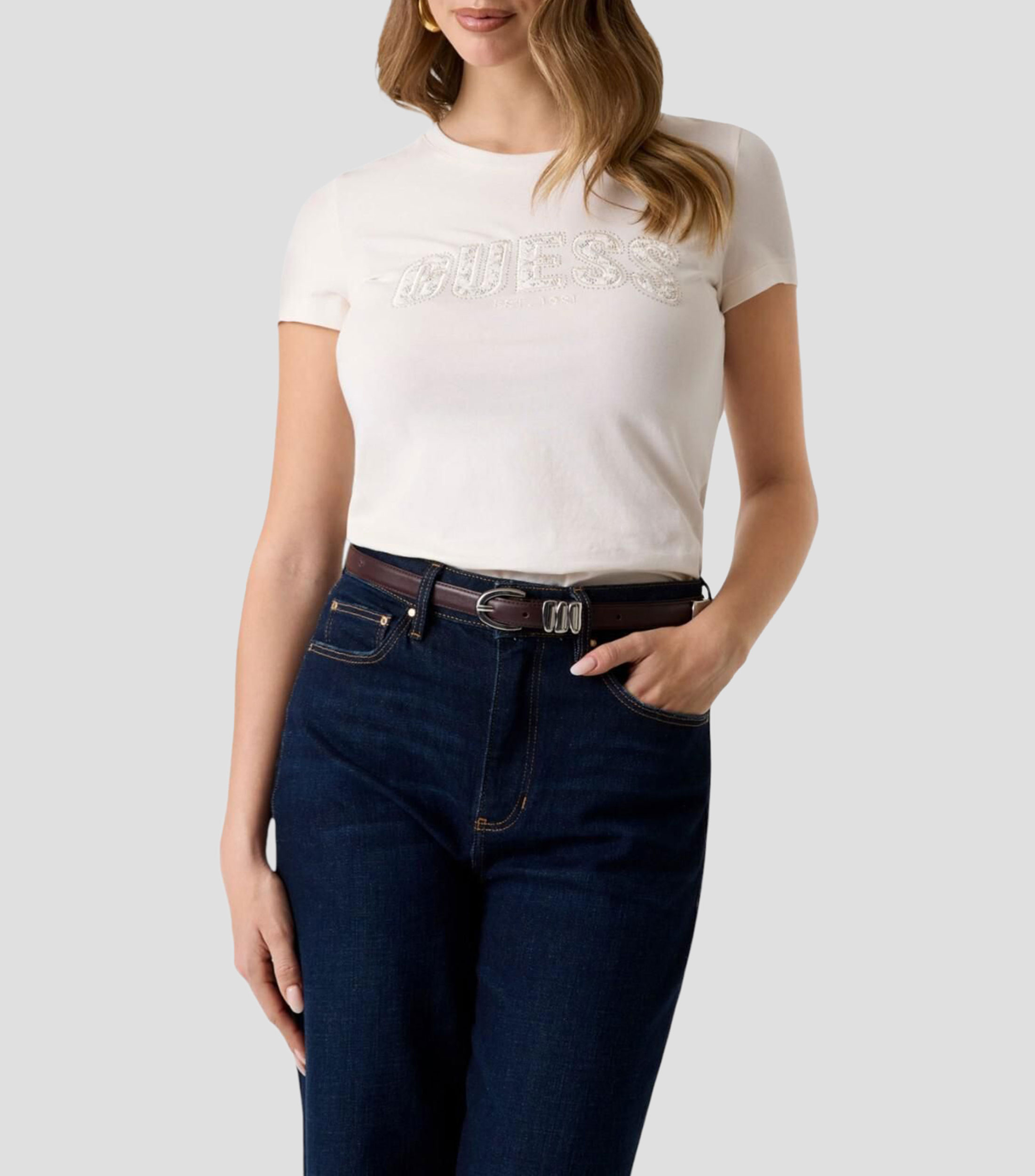 Playera cuello redondo manga corta lisa Mujer